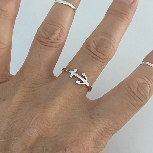 Sterling Silver Anchor Ring, Dainty Ring, Silver Ring, Boat Ring