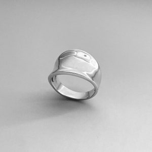 Sterling Silver Concave Ring, Boho Ring, Silver Ring, Wide Ring, Statement Ring