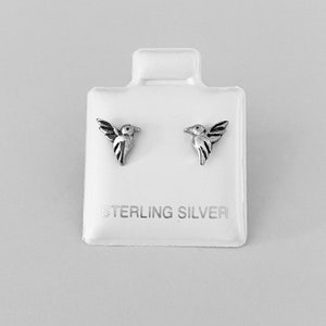 Sterling Silver Tiny Hummingbird Earrings, Bird Earrings, Animal Earrings, Silver Earrings