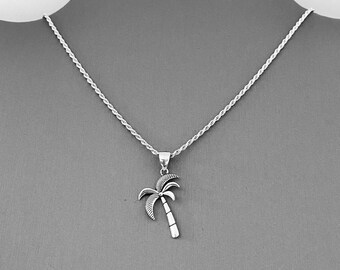 Rembrandt Charms Two-Tone Sterling Silver Florida Palm Tree Charm on a Sterling Silver 16 Box or Curb Chain Necklace 18 or 20 inch Rope Rembrandt Charms Two-Tone Sterling Silver Florida Palm Tree Charm on a Sterling Silver 16 Box or Curb Chain Necklace 18 or 20 inch Rope