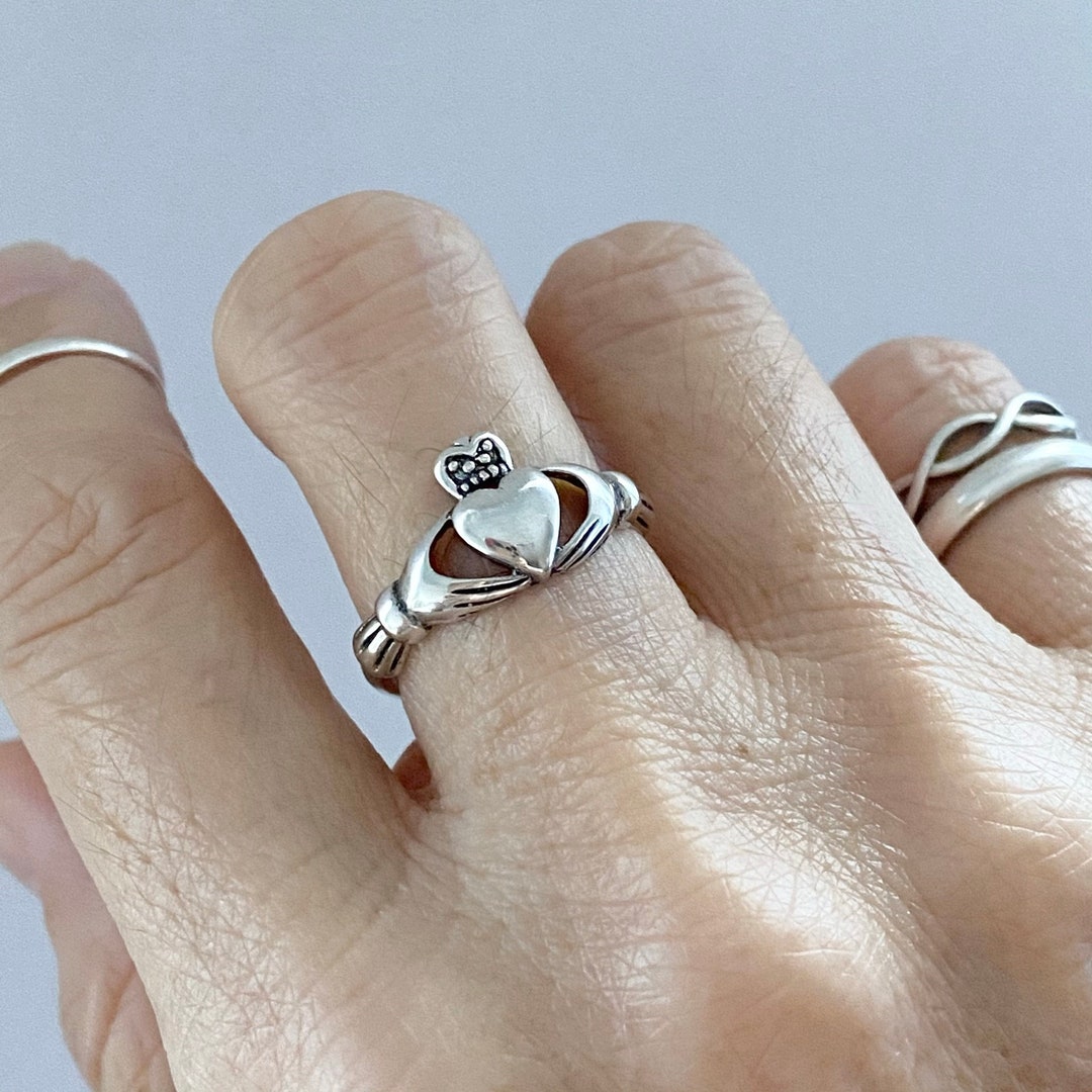 Sterling Silver Medium Irish Claddagh Ring Friendship Ring