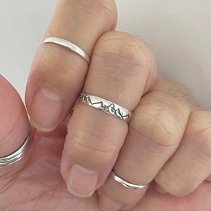 Sterling Silver Eternity Mountain Band Toe Ring, Silver Ring, Midi Ring, Pinky Ring, Hiking Ring, Adjustable Ring image 3