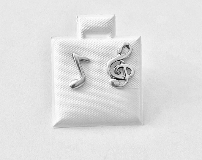 Sterling Silver Clef and Music Note Earrings, Singer Earrings, Silver Earring, Stud Earring, Musical Earring, Musician Earrings