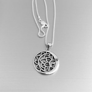 Sterling Silver Mandala and Face Moon Necklace Boho Necklace - Etsy