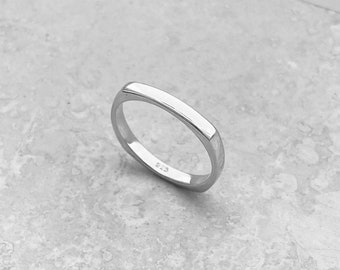 Sterling Silver Square Band Ring, Wedding Band, Silver Ring, Stackable Ring