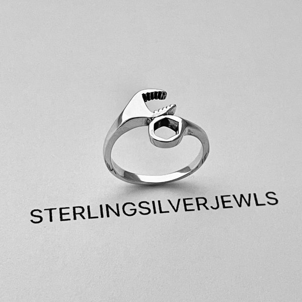 Sterling Silver Unisex Wrench Ring, Mechanic Ring, Tool Ring, Silver Ring, Repair Ring, Engineer Ring