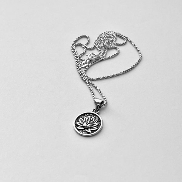 Sterling Silver Blooming Lotus Necklace, Flower Necklace, Silver Necklace, Spirit Necklace