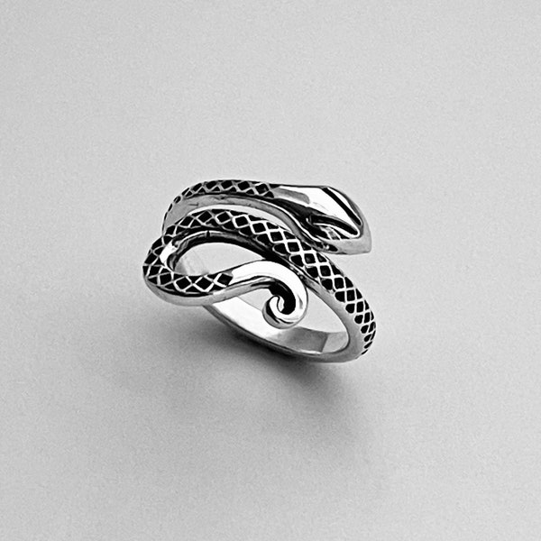 Sterling Silver Snake Ring, Statement Ring, Reptile Ring, Silver Ring, Religious Ring
