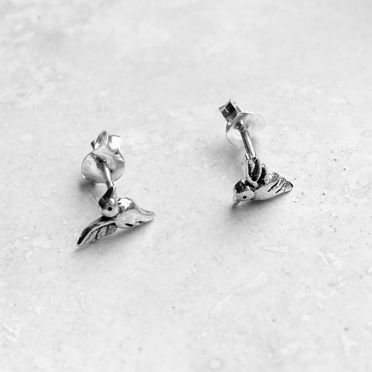 Sterling Silver Tiny Hummingbird Earrings Bird Earrings Boho | Etsy