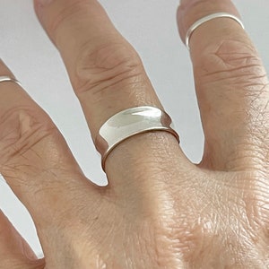 Sterling Silver Thin Small Concave Ring, Boho Ring, Silver Ring, Silver ...