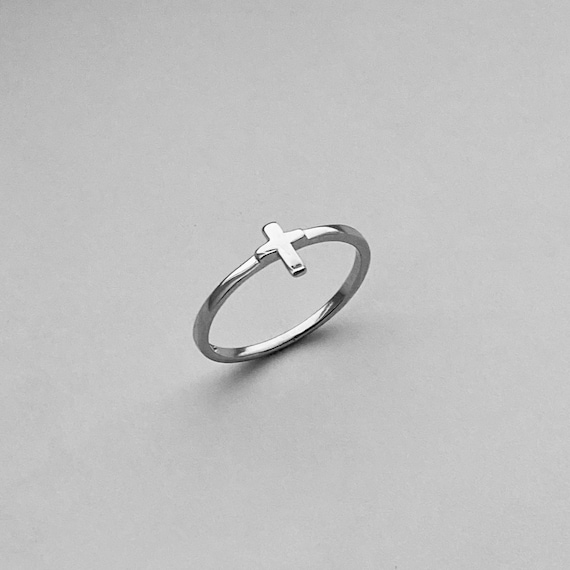 Sterling Silver Tiny Cross Ring Dainty Ring Silver Ring