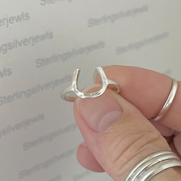 Sterling Silver Hammered Horseshoe Ring, Good Luck Ring, Silver Ring, Horse Ring, Protection Ring, Mustang Ring, Polo Ring