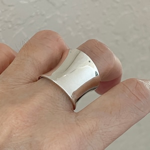 Sterling Silver Concave Ring, Boho Ring, Silver Ring, Wide Ring, Statement Ring