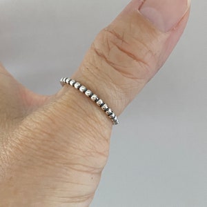 Sterling Silver Eternity Bead Ring, Stackable Ring, Silver Band, Bali Ring, Boho Ring