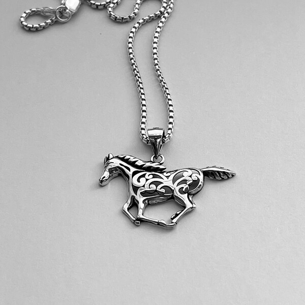 Collier cheval en filigrane en argent sterling, collier Boho, collier polo, collier en argent, collier animal