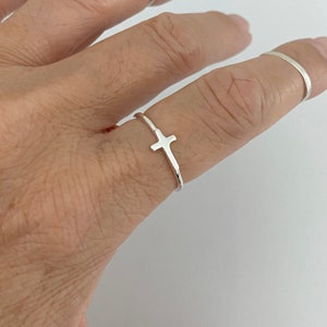 Sterling Silver Little Cross Ring, Dainty Ring, Silver Ring, Religious Ring