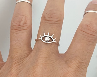 Sterling Silver All Seeing Eye Ring, Silver Ring, Evil Eye Ring, Protector ring