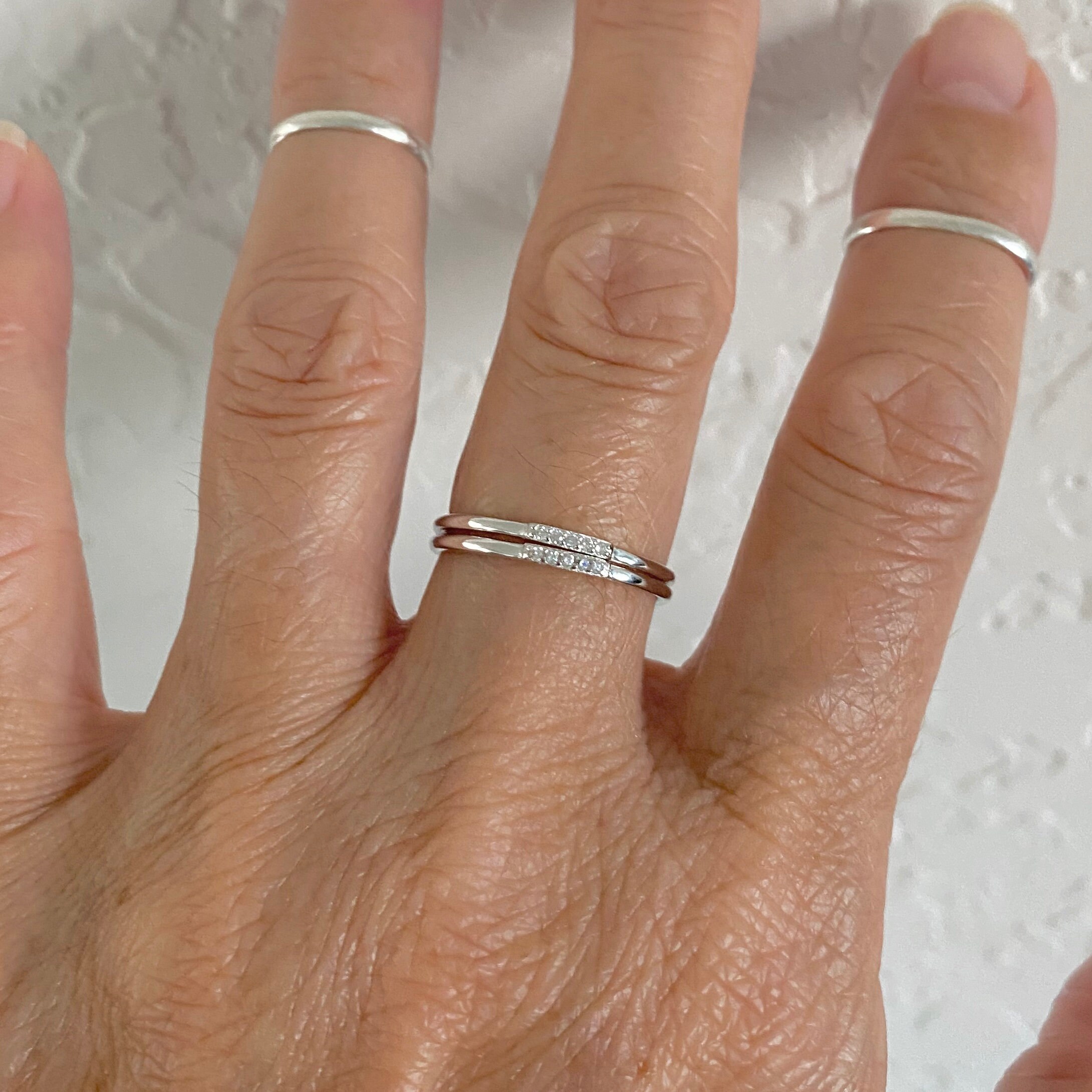 Sterling Silver Dainty Tiny CZ Ring Silver Ring Stackable Etsy