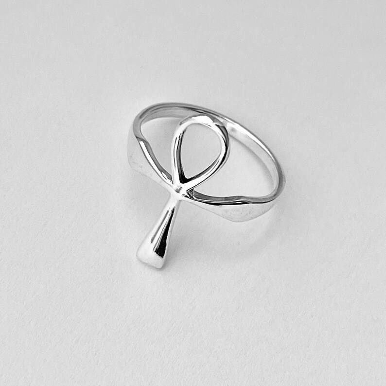 Sterling Silver Large Ankh Ring Key of Life Ring Statement Etsy