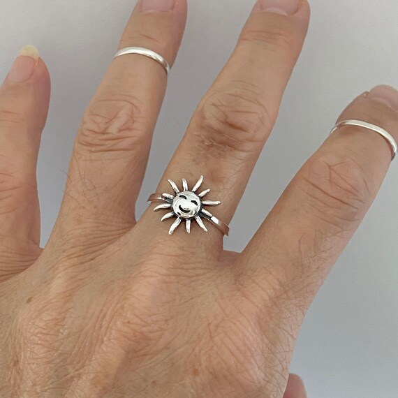 Sterling Silver Happy Sunshine Ring Sun Ring Silver Ring