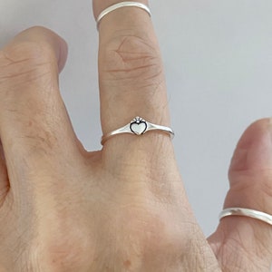Sterling Silver Tiny Heart Ring, Dainty Ring, Claddagh Ring, Silver Ring, Love Ring
