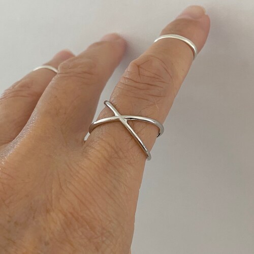 Silver Rings Sterling Silver Criss Cross Ring X Ring Etsy