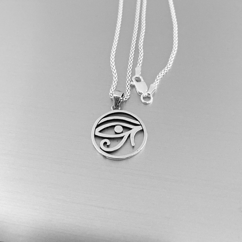 Silver Necklace Sterling Silver Eye of Horus Necklace Ra Eye Necklace Religious Necklace