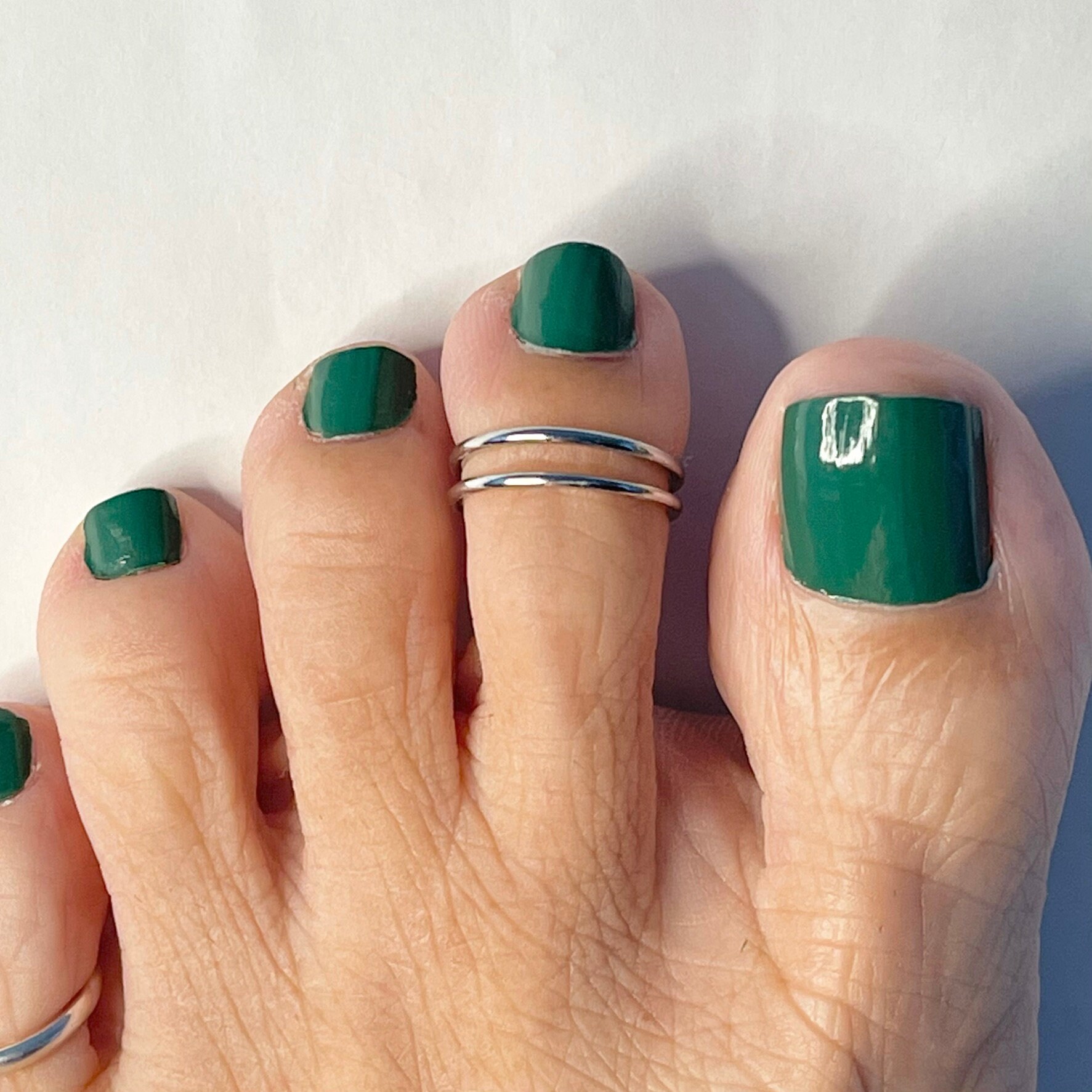 Sterling Silver Double Band Toe Ring Silver Ring Midi Ring Etsy