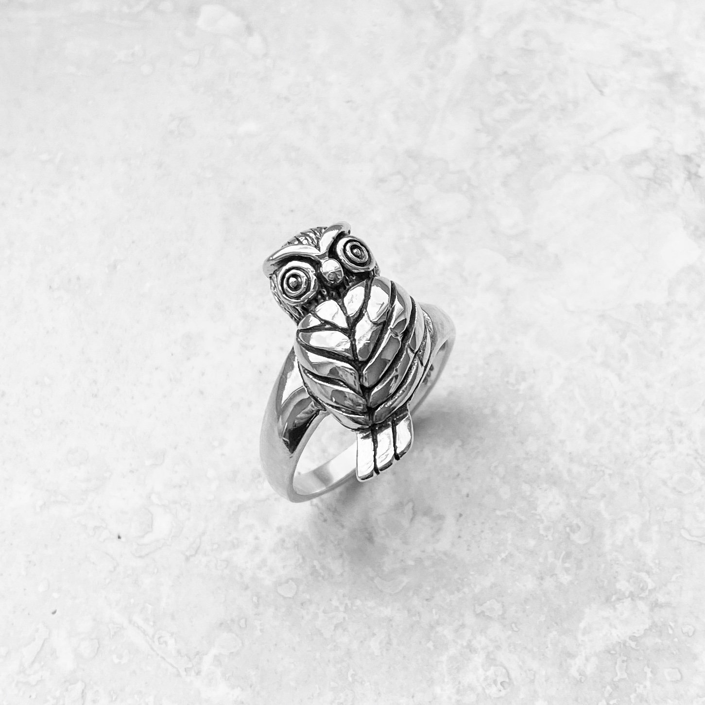 Sterling Silver Heavy Owl Ring Boho Ring Bird Ring Silver Etsy