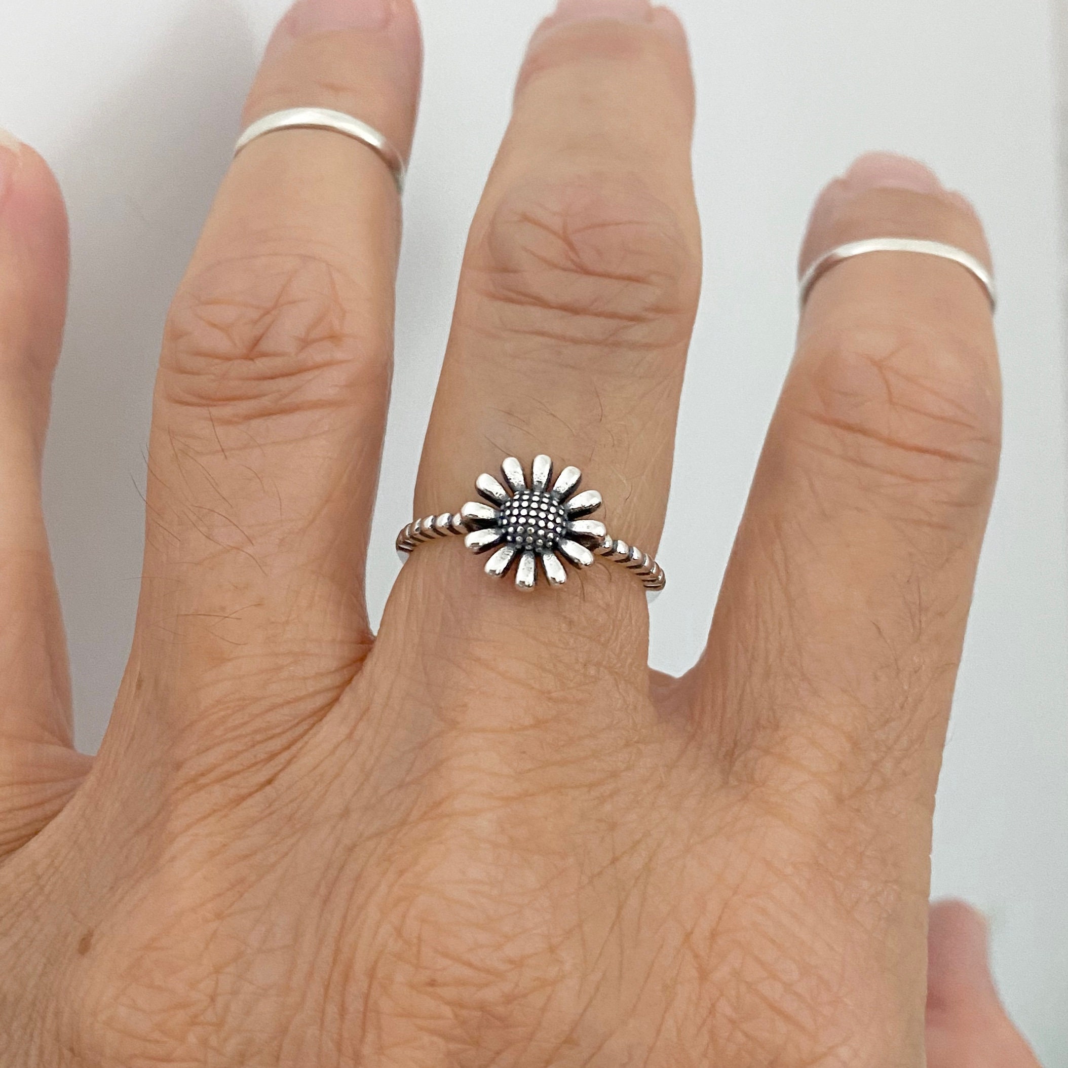 Sterling Silver Gerbera Daisy Ring Dainty Ring Boho Ring Flower