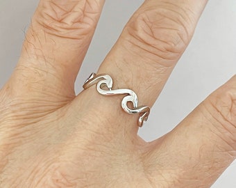 Sterling Silver Eternity Waves  Ring, Silver Ring, Ocean Ring, Wave Ring, Beach Ring