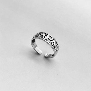 Sterling Silver Herd of Elephant Band Toe Ring, Silver Ring, Animal Ring, Pinky Ring, Spirit Ring image 5