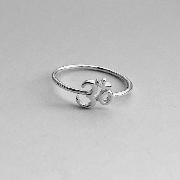 Sterling Silver Little High Polish OM Ring, Dainty Ring, Yoga Ring, Silver Ring, Religious Ring