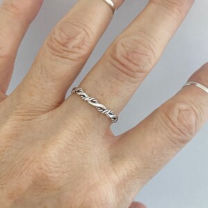 Sterling Silver Twisted Rope Ring, Stackable Ring, Silver Band, Boho Ring, Braided Ring