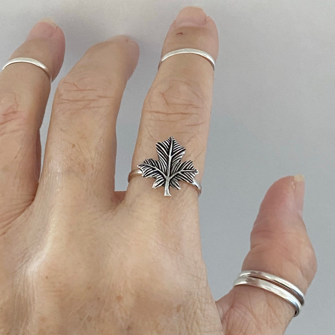 Sterling Silver Canadian Maple Leaf Ring Tree Ring Silver - Etsy