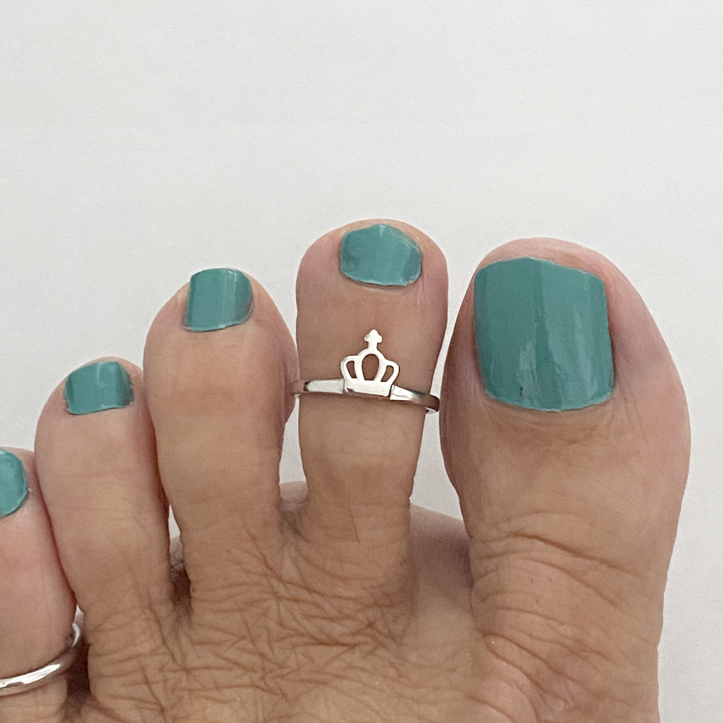 Sterling Silver Little Tiny Cross Crown Toe Ring Princess Ring