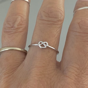 Sterling Silver Tiny Pretzel Ring, Dainty Ring, Friendship Ring, Silver Ring, Love Ring, Knot Ring