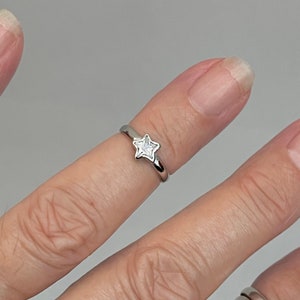 Sterling Silber CZ Stern Zehenring, silberner Ring, kleiner Finger Ring, himmlischen Ring, verstellbarer Ring Bild 4