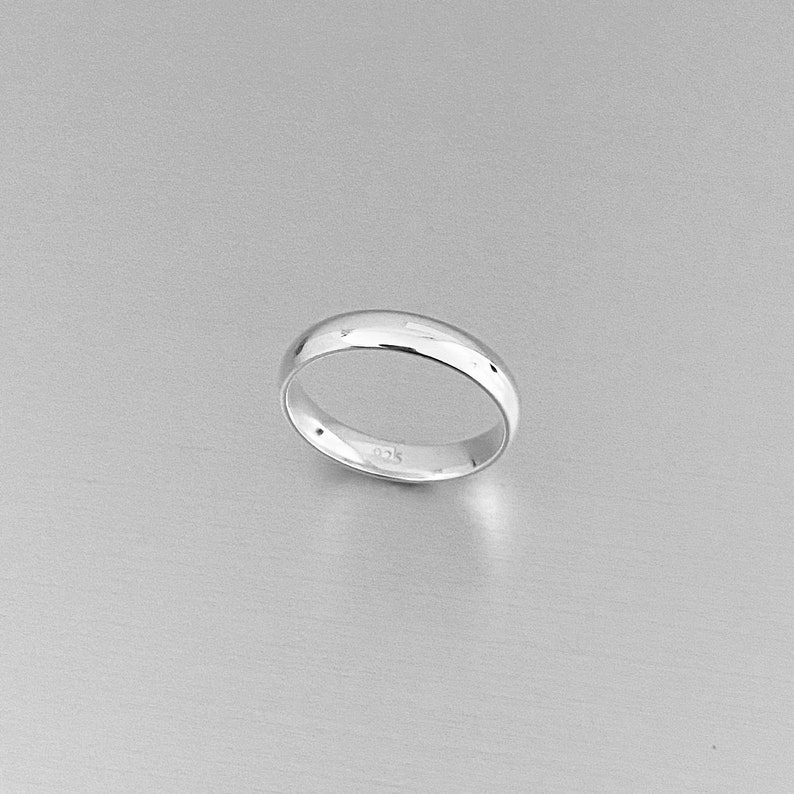Sterling Silver Plain 4MM Band Ring Unisex Ring Wedding Etsy