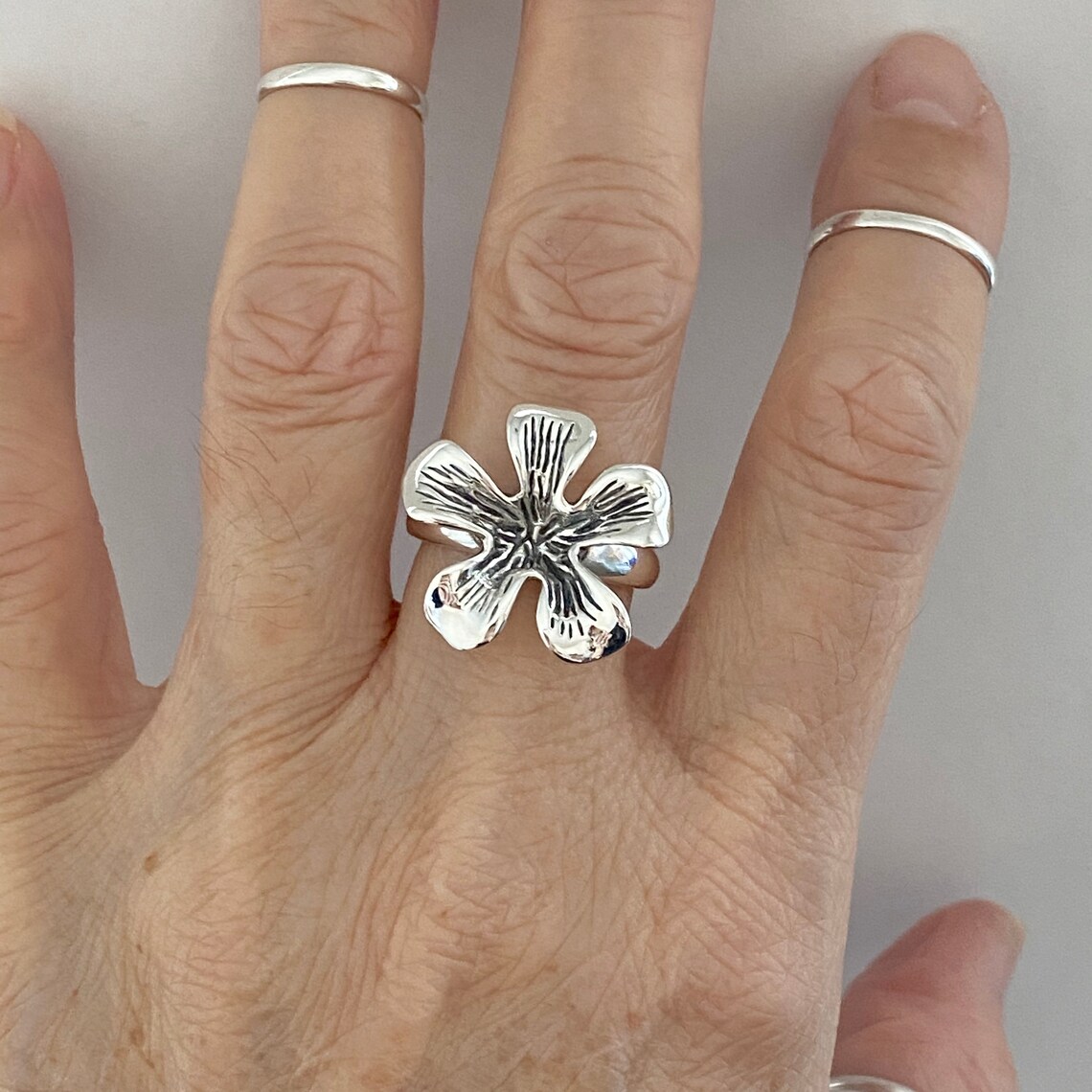 Sterling Silver Giant Lily Flower Ring Lily Ring Silver Etsy