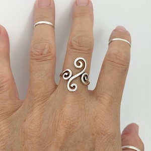 Sterling Silver Swirly Ring, Silver Ring, Boho Ring, Statement Ring, Swirl Ring