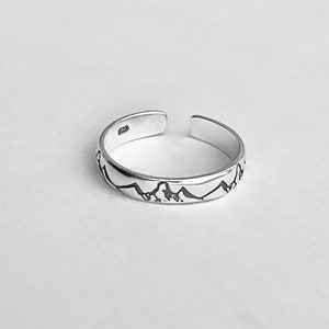 Sterling Silver Eternity Mountain Band Toe Ring, Silver Ring, Midi Ring, Pinky Ring, Hiking Ring, Adjustable Ring image 6