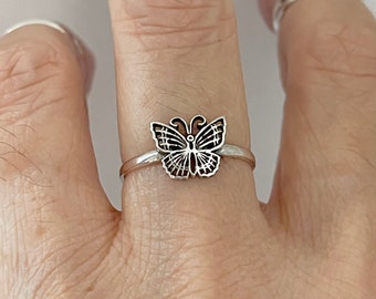 Sterling Silver Little Dainty Butterfly Ring, Silver Ring, Spiritual Ring, Bug Ring