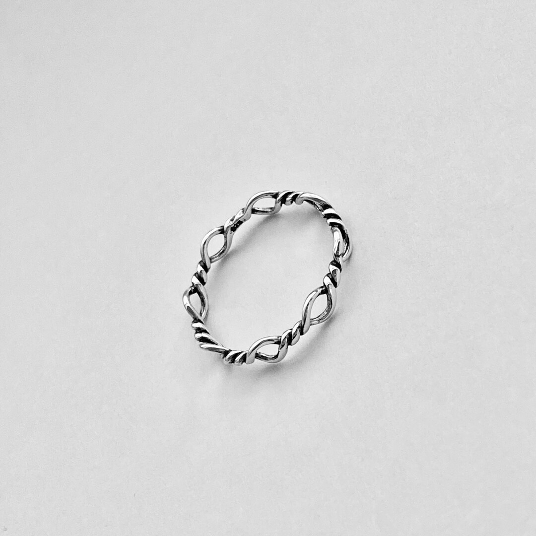 Sterling Silver Eternity Twisted Knots Ring, Stackable Ring, Silver