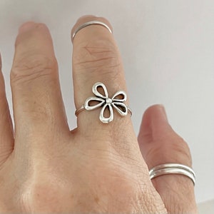 Sterling Silver 1 Large Flower Ring, Statement Ring, Boho Ring, Silver Ring