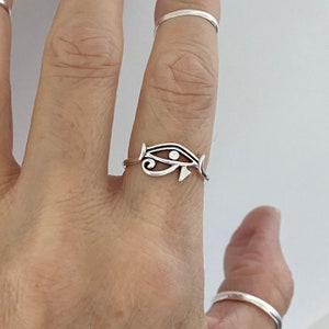 Sterling Silver Little Ra Eye Ring, Silver Ring, Eye of Horus Ring, Protection ring