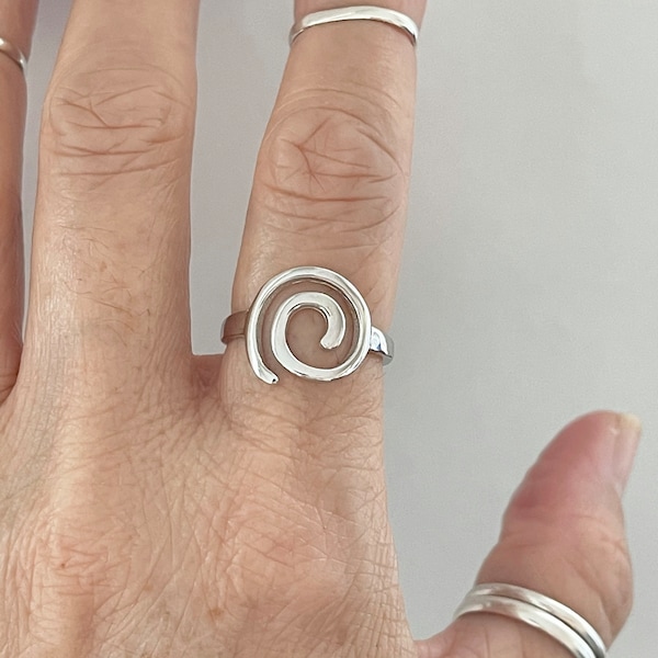 Sterling Silver Spiral Ring, Silver Ring, Swirly Ring, Boho Ring