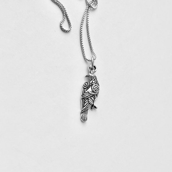 Sterling Silver Small Raven Bird Necklace, Silver Necklace, Spirit Necklace, Animal Necklace, Love Necklace
