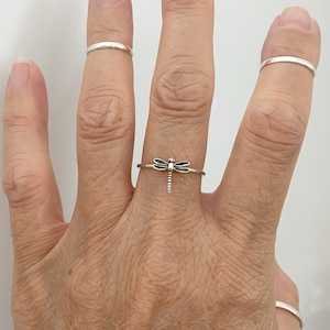 Sterling Silver Little Dainty Dragonfly Ring, Delicate Ring, Spirit Ring, Boho Ring