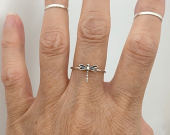 Sterling Silver Little Dainty Dragonfly Ring, Delicate Ring, Spirit Ring, Boho Ring